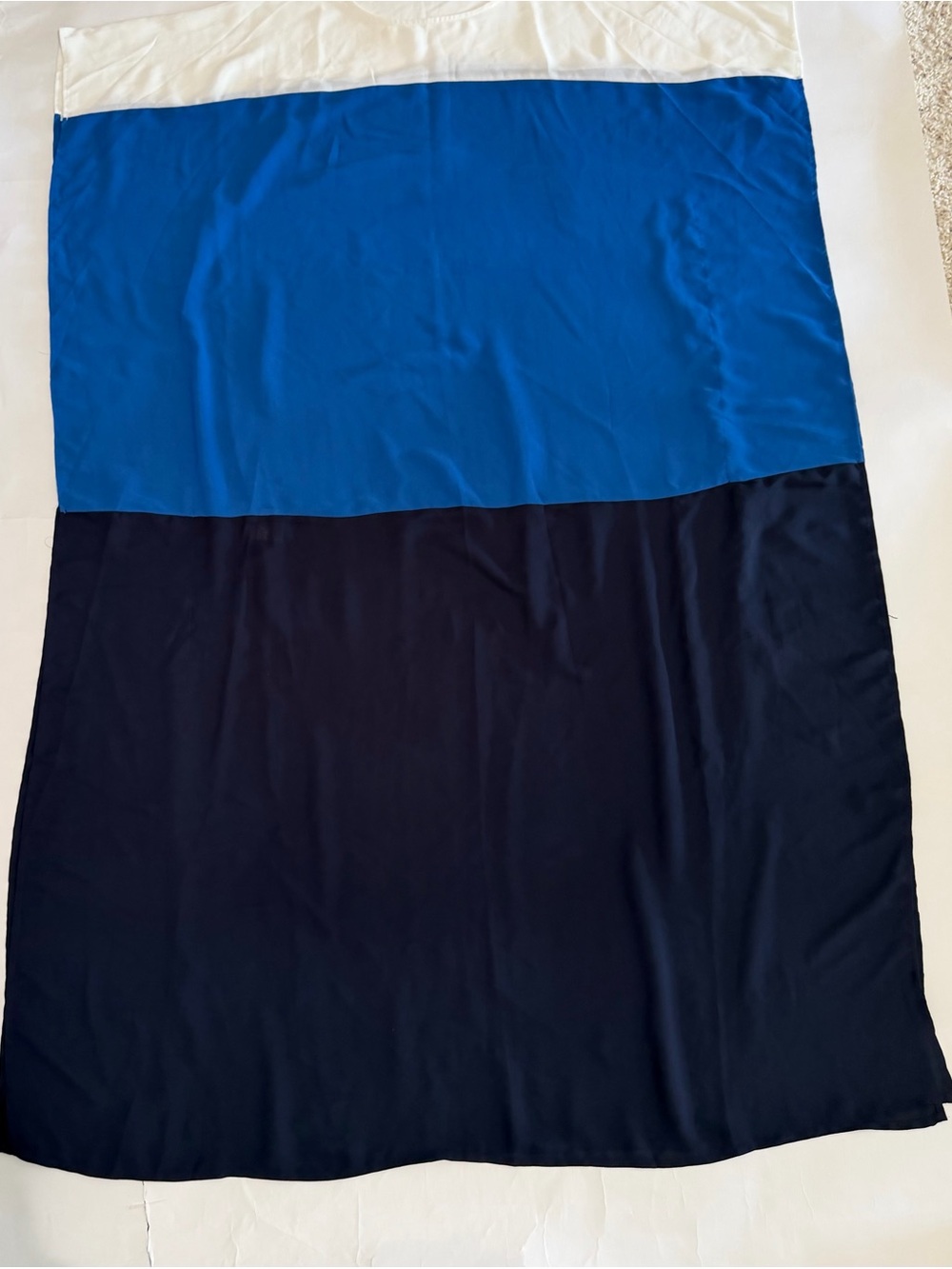 White Blue Navy Colorblock Maxi Kaftan Dress
